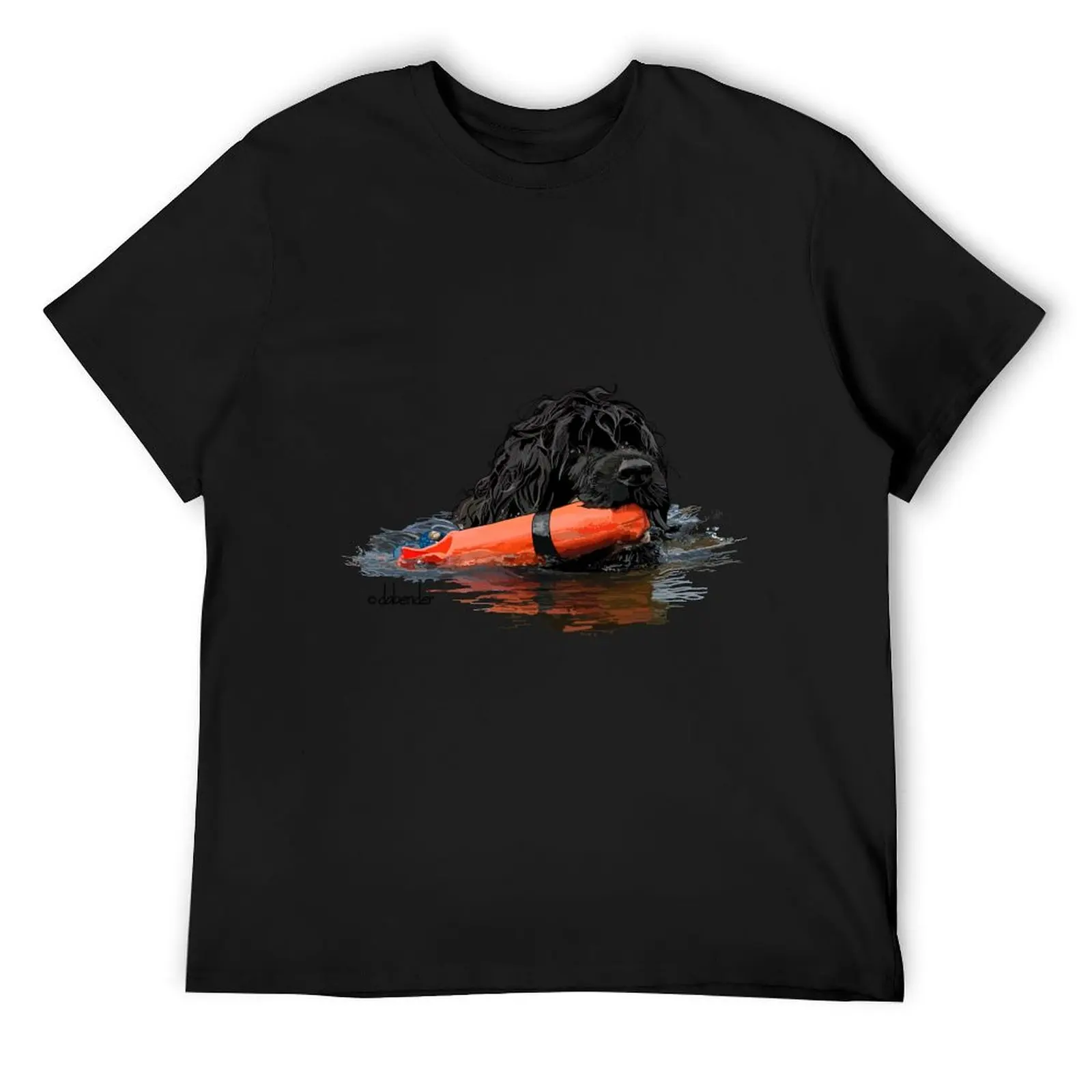 Portuguese Water Dog Retrieving an Orange Bumper T-Shirt vintage t shirts quick-drying mens cotton t shirts