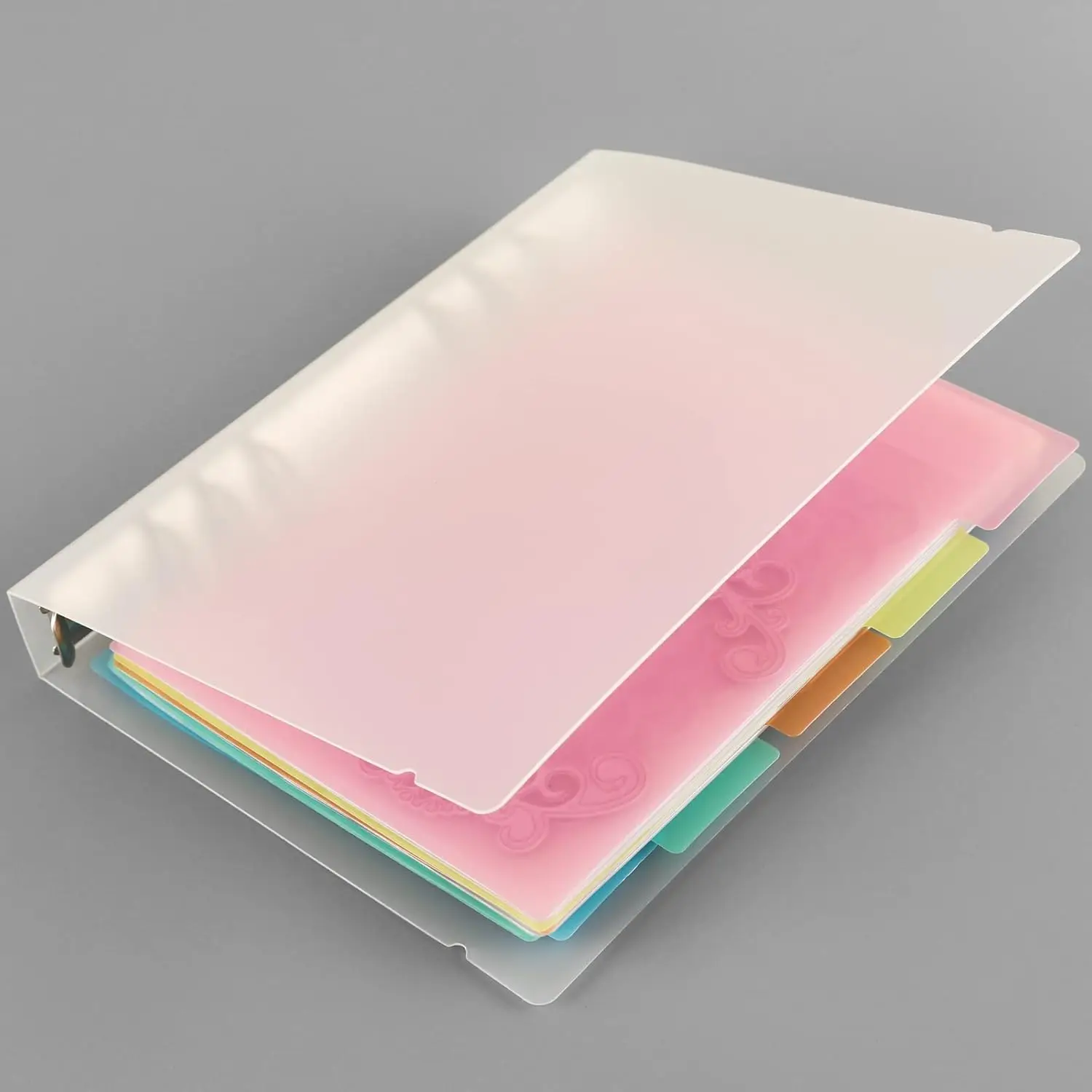 A5 6 Ring Plastic Binder Notebook Cover,Refillable File Folder Shell withMatte  for DIY Scrapbooking Photocard & Die Storage