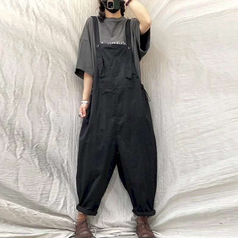 

Workwear Jumpsuits for Women Solid Overalls Oversized One Piece Outfit Women Rompers Loose Korean Style Casual Vintage Playsuits