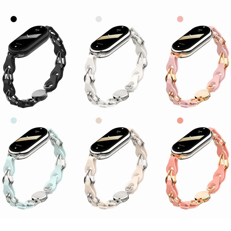 Ремешок кожаный с магнитной застежкой для Xiaomi Mi Band 8, модный металлический браслет для часов Xiaomi Band8