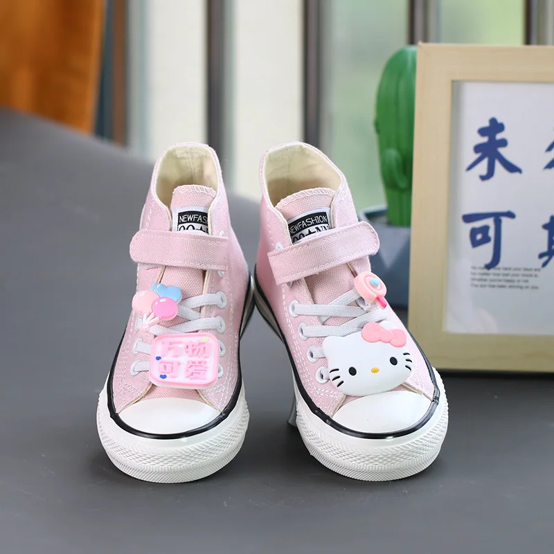 Kuromi Hello Kitty Anime Kawaii Sanrio Princess Shoes Fashion Cute Cartoon My Melody bambini Casual Board scarpe di tela regalo per bambini