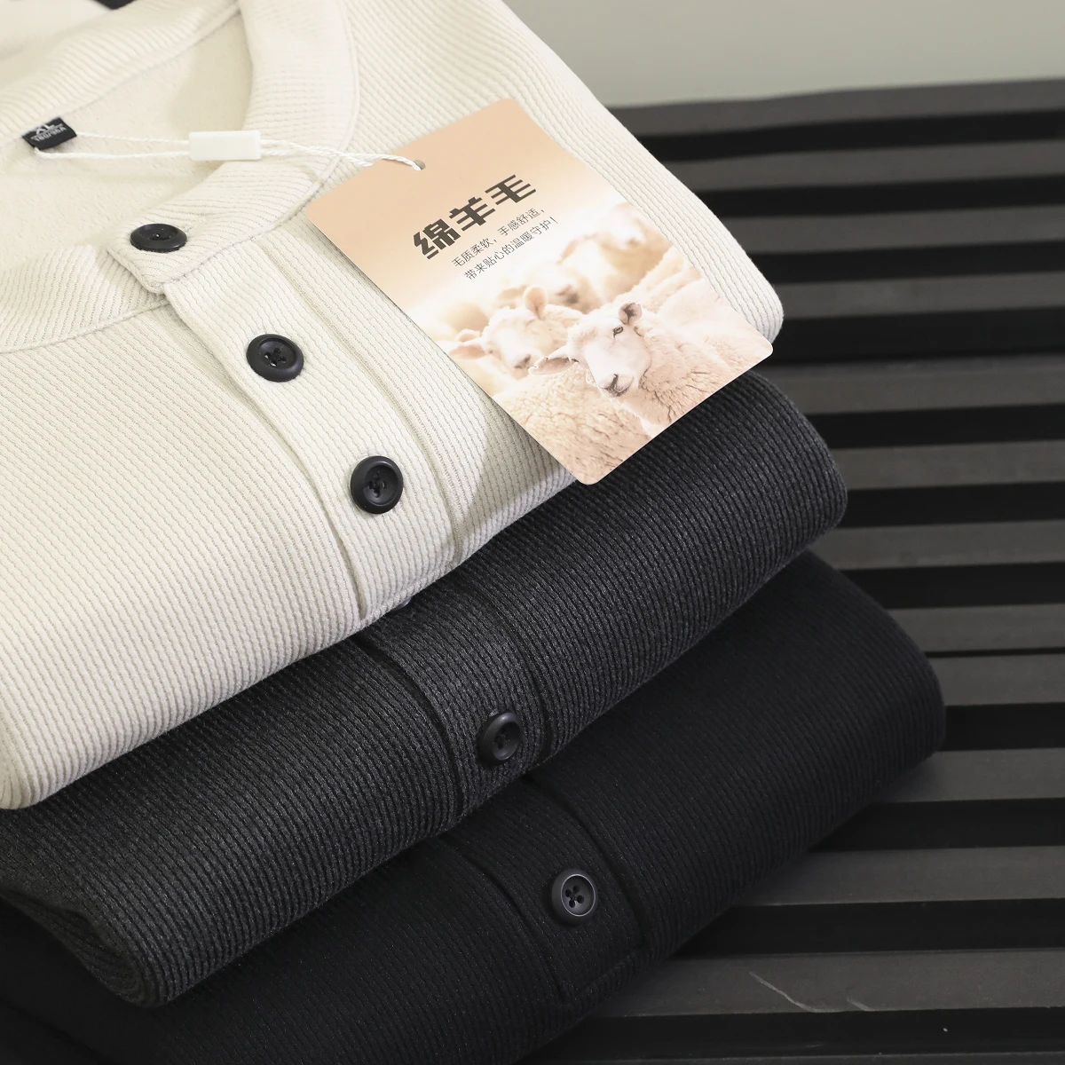 

High Performance Price Ratio Wool Blend Fce Lined Thiened Casual Hoodie Men's Autumn Winter round Ne Sweatirt