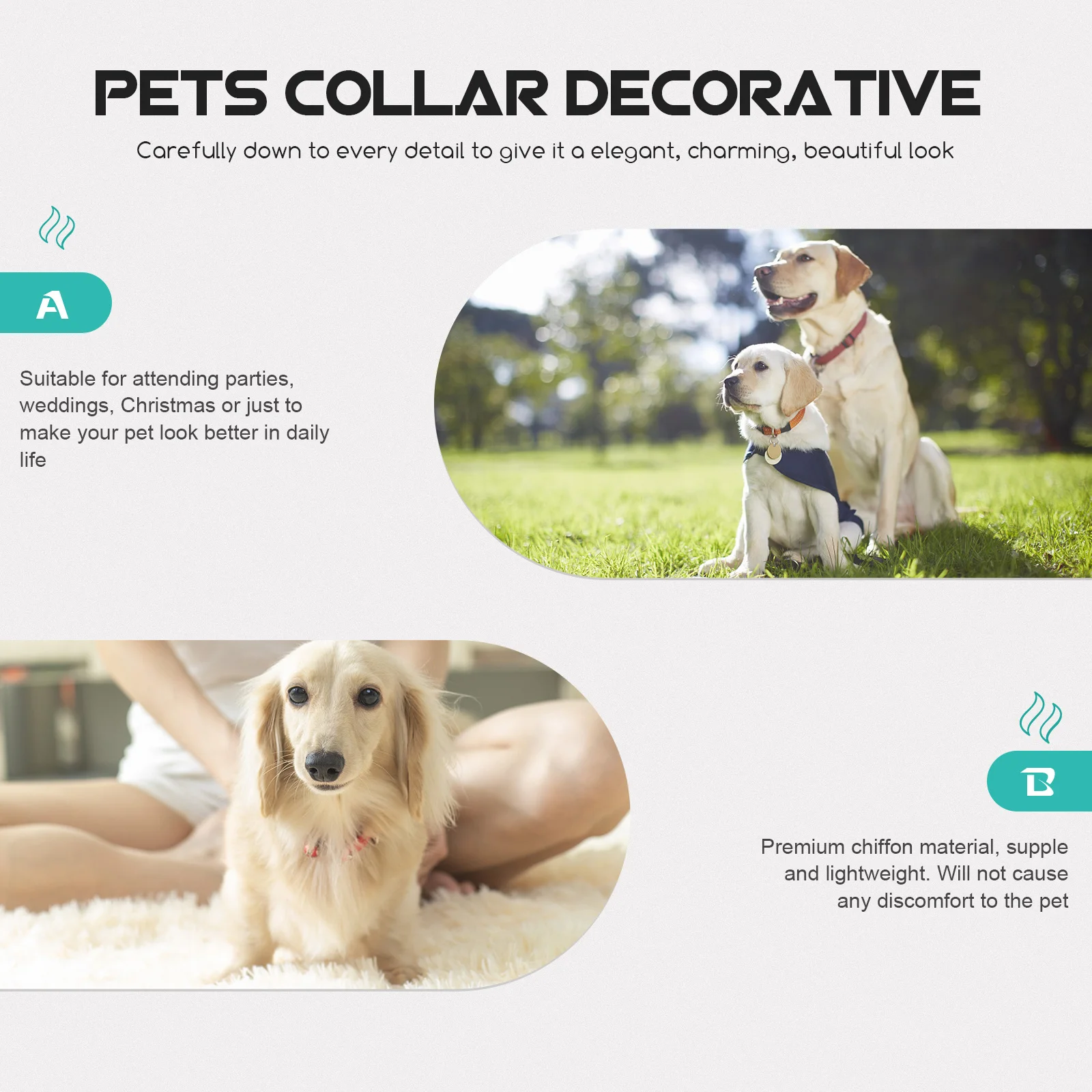 

20pcs Pet Collar Chiffon Flowers Multi-Color Decorative Flower Ornament For Dogs Puppy Collar Accessories Party Wedding