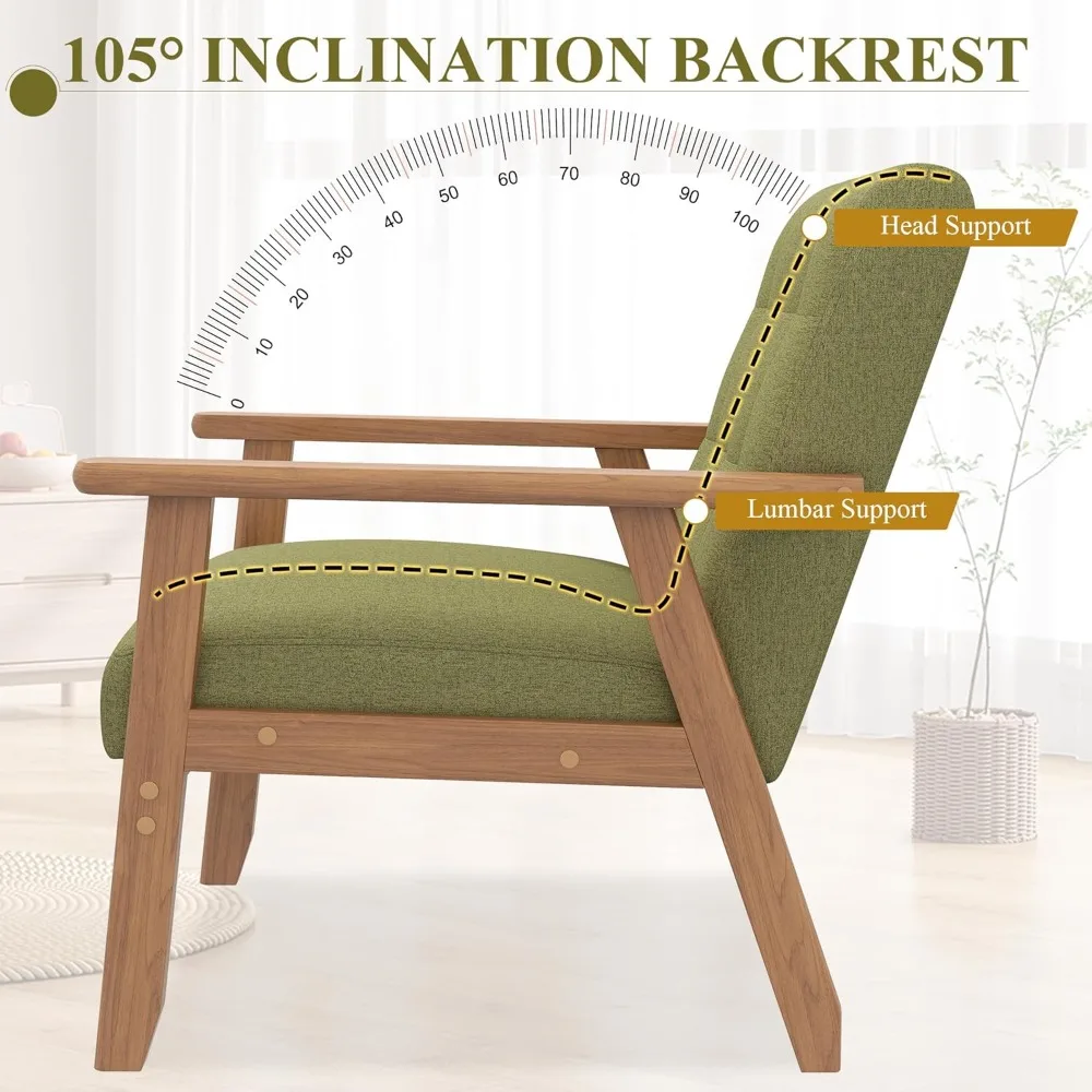 Set Kursi Aksen 2 dengan Meja Samping, Kursi Santai Modern Abad Pertengahan dengan Meja Kopi, Kursi Kayu Retro, Ruang Santai Nyaman