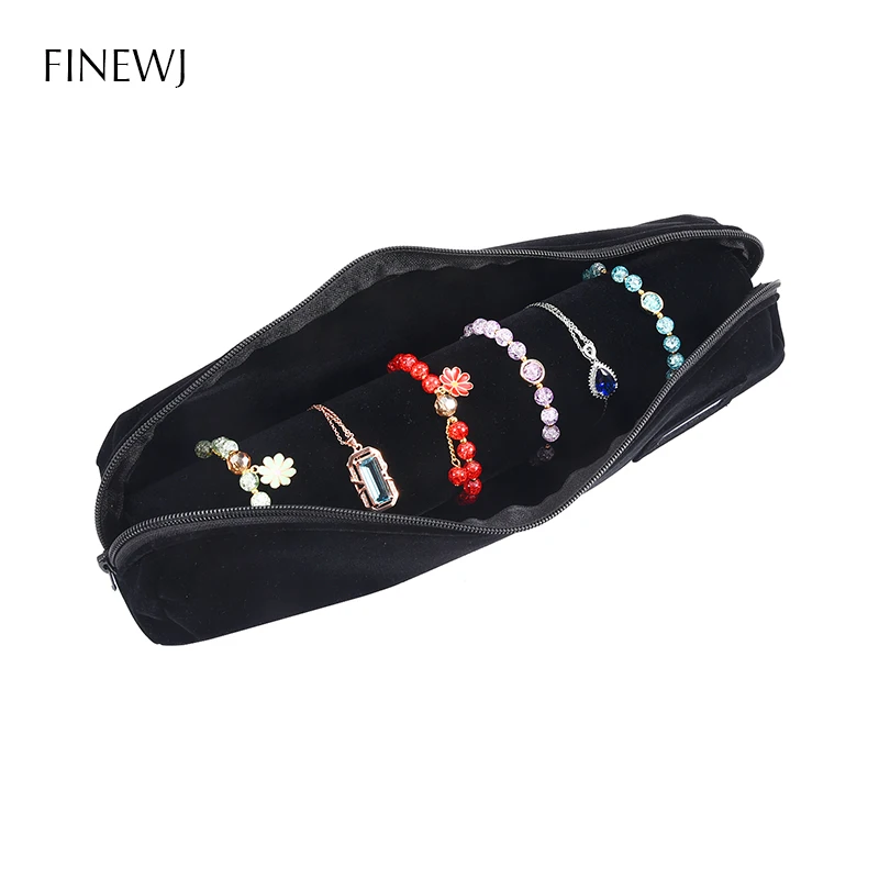 Bracelet Display Holder Bar Gift Bangle Watch Storage Bag Case PU Leather Velvet Portable Travel Organizer Jewelry Zipper Pouch