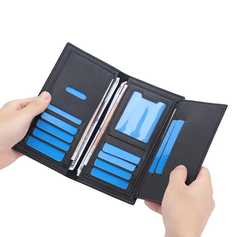 Baellerry Crocodile Men's Wallet Long Fashion Cell Phone Purse Pattern PU Trifold with ID Window Wallets for Men