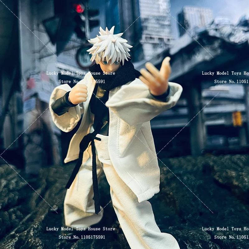 1/12 Gojo Satoru Soldier Black Scarf White Coat Bloomers Combat Clothes Set Toys Accessory For 6" Shf Figma Action Figure Body - view 4