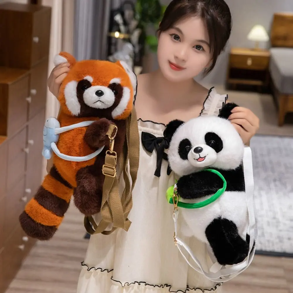 Fashion Pig Plush Panda Backpack Fur Dog Animals Raccoon Bag Kawaii Cartoon Animal Capybara Crossbody Bag Zoo Gift