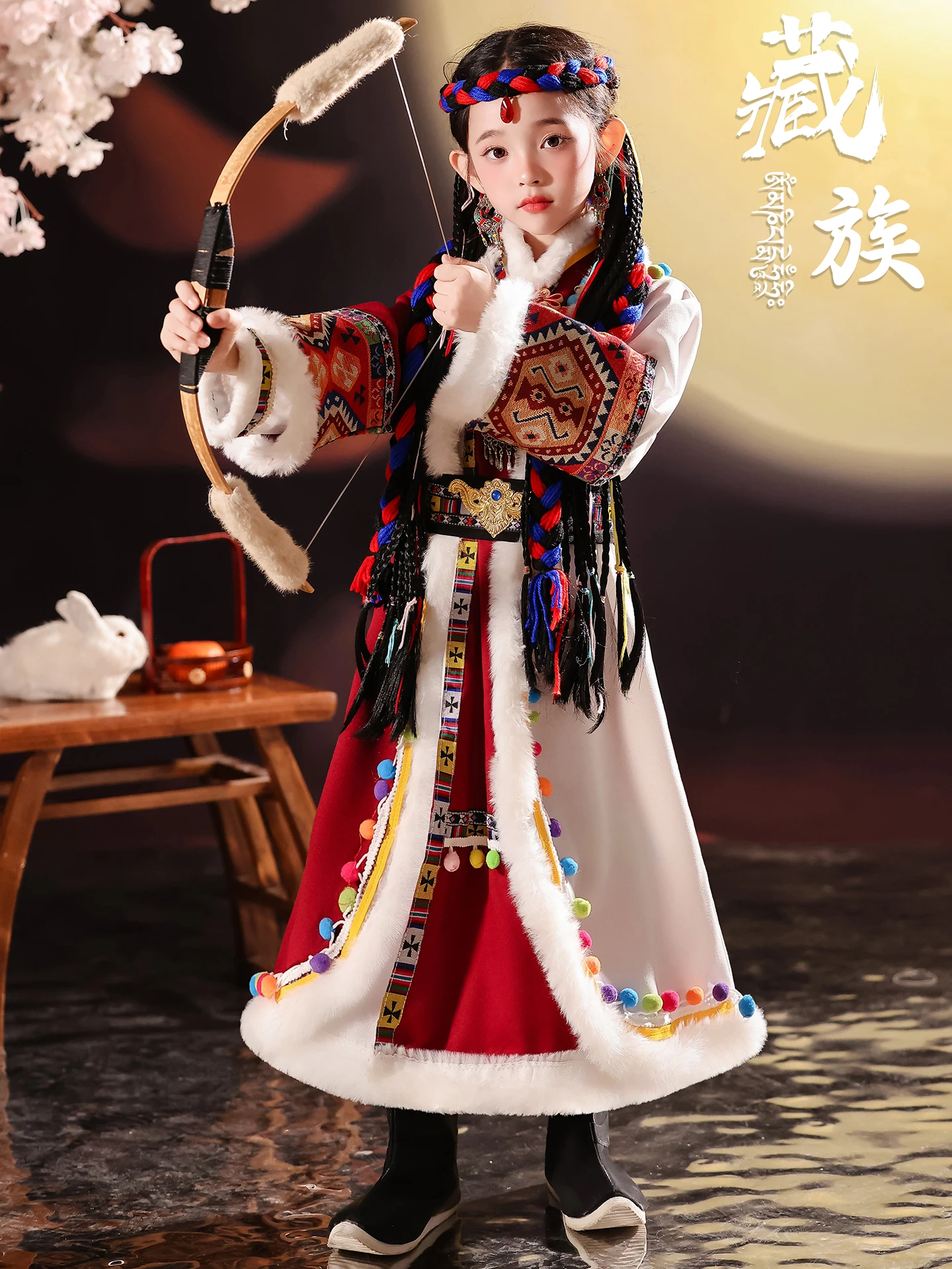 

Tibetan Children's Clothing New Sle Tibetan Thangka Dance Performance Outfit Girls' National Costume Mongolian Ethnic Dr