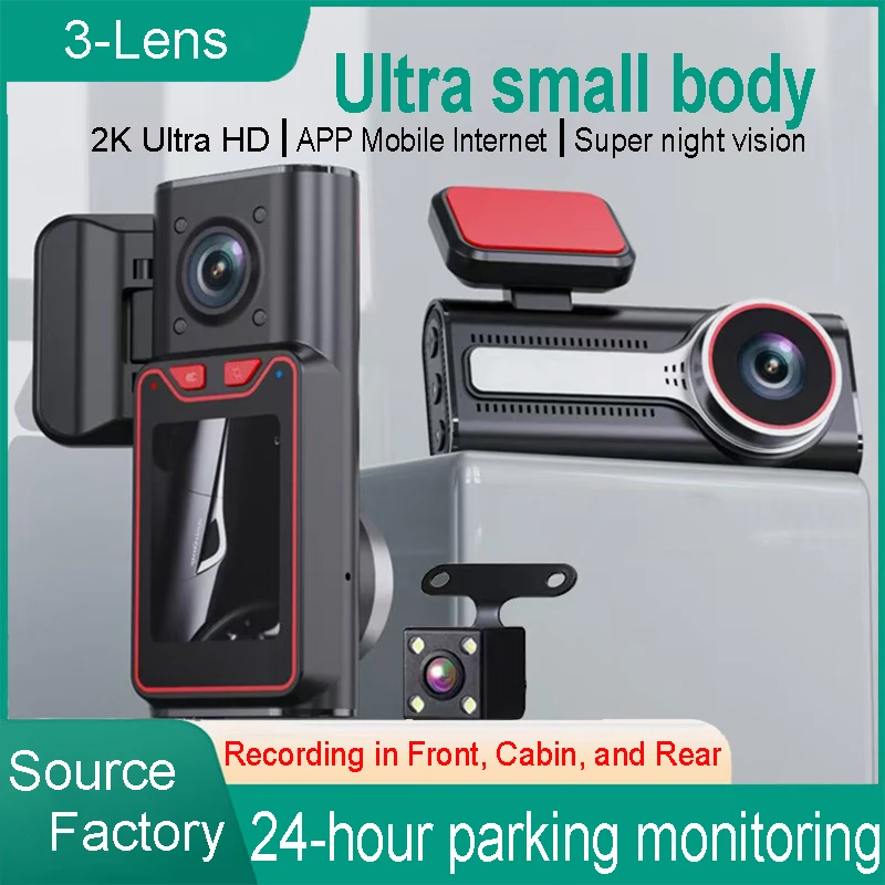 

3 Channel Dash Cam 4K Ultra HD Three-Record Driving Recorder 3lens Hidden Tachograph 3 Camera Reversing Image Night Vision WIFI