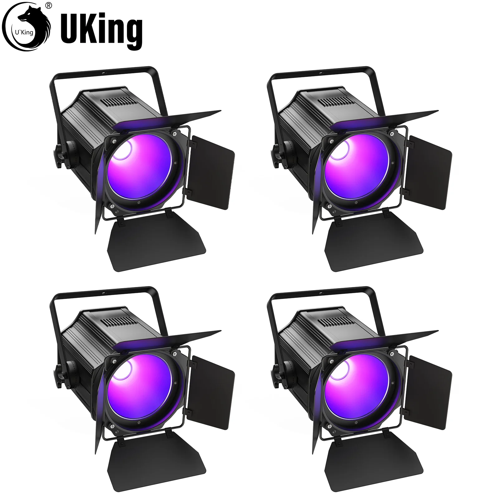 

U'King 4Pcs 200W COB LED Par Lights With Barn Door RGBWA UV Linear Spotlights Stage Light DMX DJ Light For Wedding Party Concert
