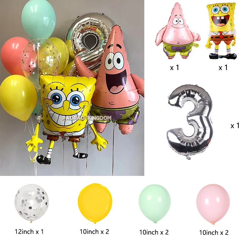 SpongeBob Schwammkopf Folienballon-Set Niedliche Cartoon-Ballons für Kinder Jungen Mädchen Geburtstagsfeier Dekorationen – Detail 12