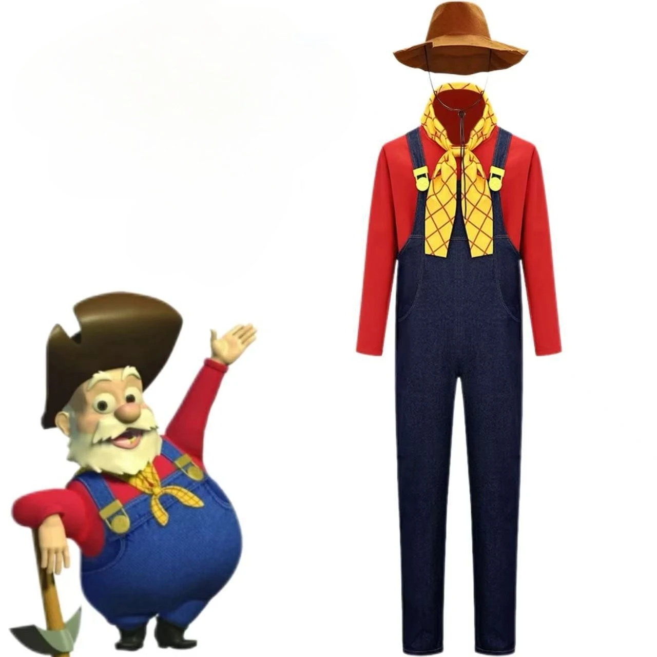 

Toy Story Stinky Pete the Prospector Jumpsuit Cosplay Costume Halloween Costume Party Performance Clothing for Adult Men