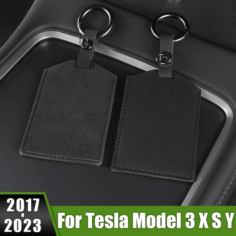 

For Tesla Model 3 X S Y 2017 2018 2019 2020 2021 2022 2023 Leather Car Key Card Case Holder Pack Cover Shell Decor Accessories