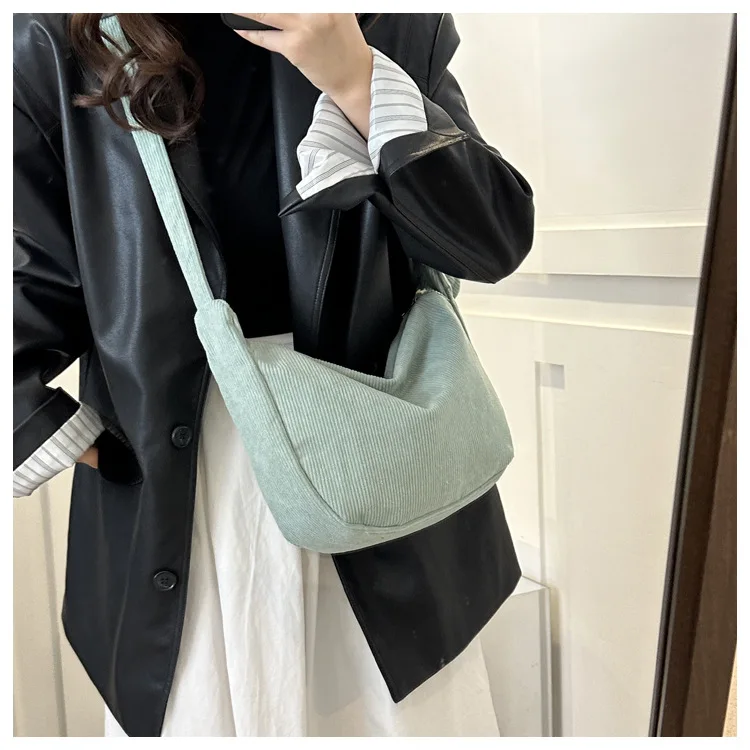 2026 Neue Schultertasche für Damen, Ins-Stil, Japanischer Cord, für Studenten und Pendler, Vielseitige Große Umhängetasche – Detail 19
