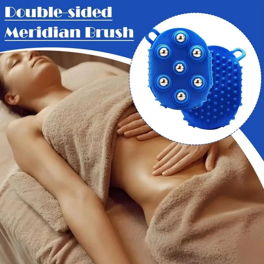 Stainless Steel Massage Glove Steel Ball Design PVC Frame Meridian Brush Handheld Design Double Sided Body Sculpting Massager