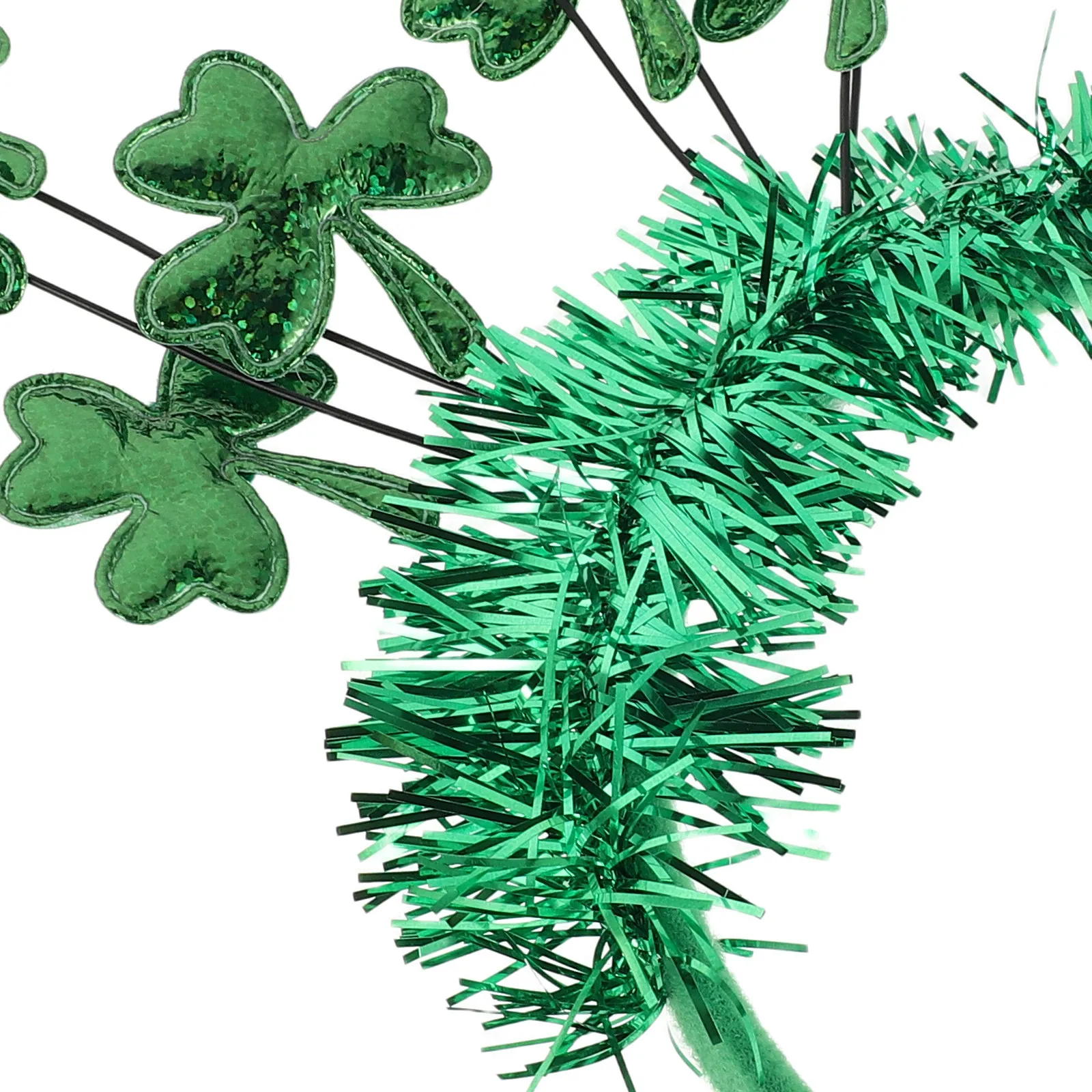 3Pcs St Patrick's Day Shamrock Tinsel Headbands Green Festive Party Accessories for Women Comfortable Stretchy Irish Theme view 6