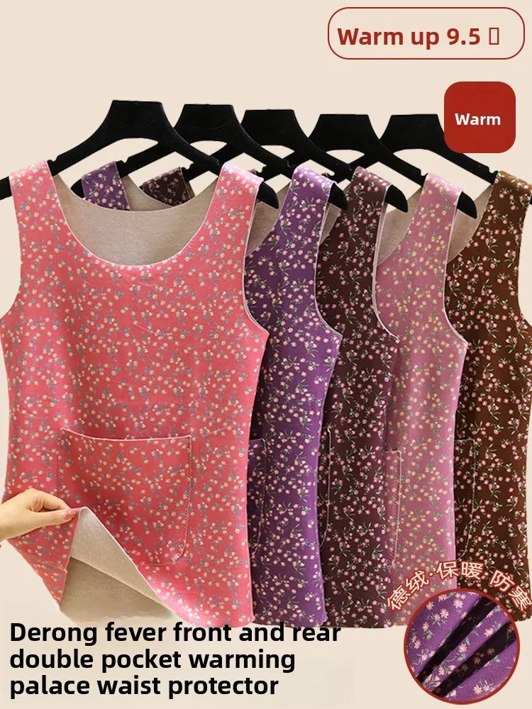 

Thiened термофильтр женский зимний теплый жилет с цветочным принтом двойной кет Svel круглый Ne Base irt Slim Fit плюс размер