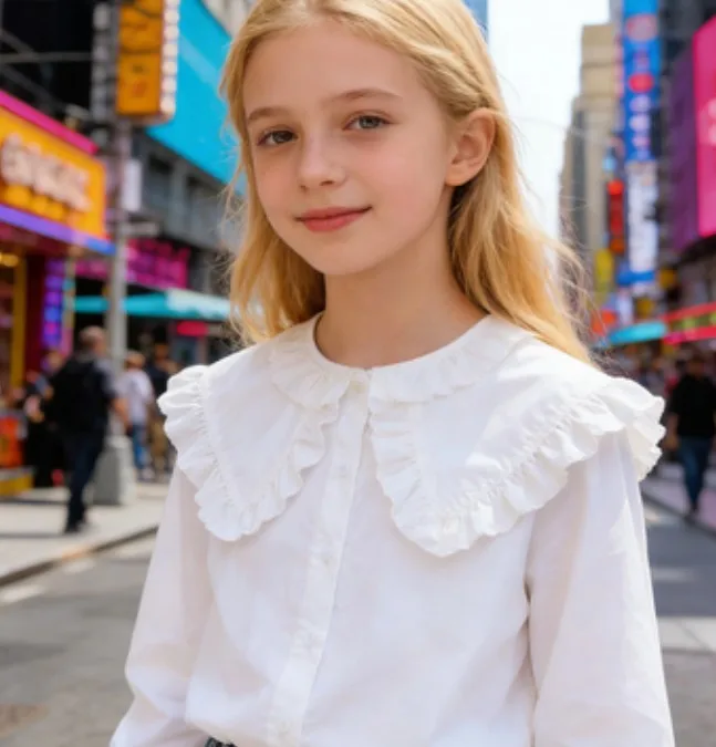 Blouses Spring Korea Girls Children Clothing Lovely Lapel Collar Solid Color Long Sleeved Princess Style Shirt 2024