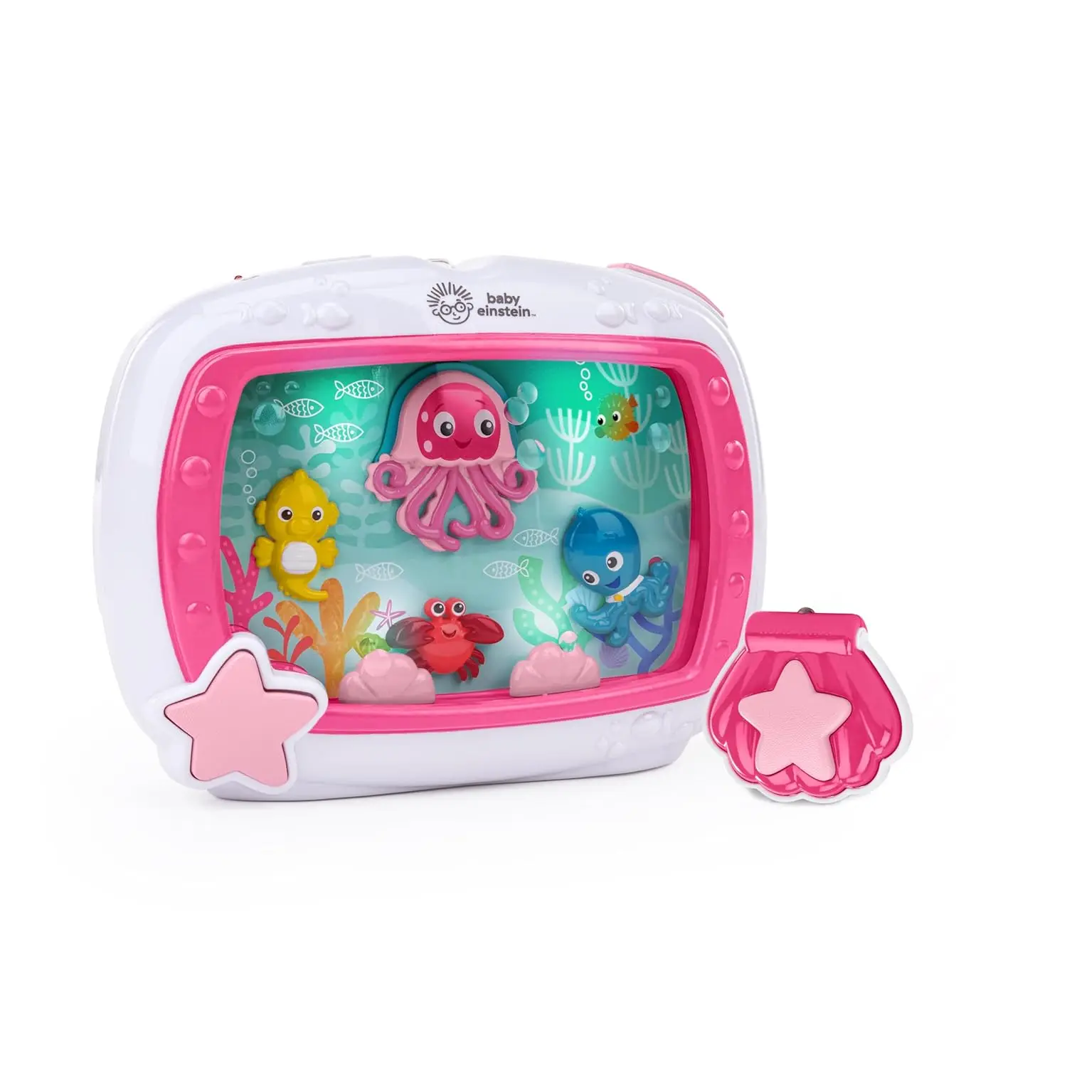 Pink Musical Crib Toy with Soothing Lights and Sounds for Newborns, Remote Control Included
