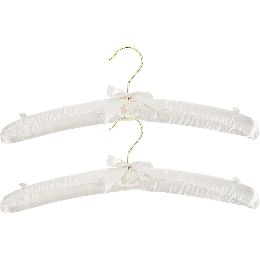 

2pcs Heavy Duty Satin Padded Clothes Hangers for Wedding Dresses and Delicate Garments NonSlip Design with ExtraWide 17.7 Inch