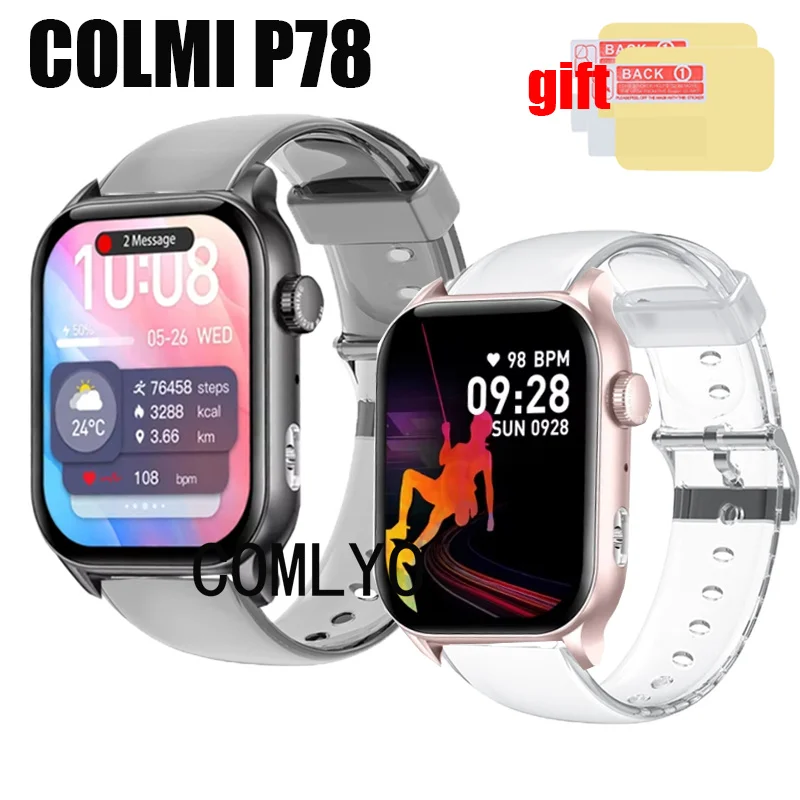 2in1 For COLMI P78 Smart Watch Strap TPU Soft Wristband Bracelet Women men Sports Belt Screen Protector film