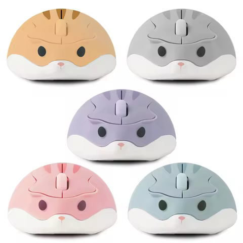 Cute Hamster Wireless Mouse 2.4G Bluetooth Dual-mode Silent Lightweight For Office PC Laptop Women Gift