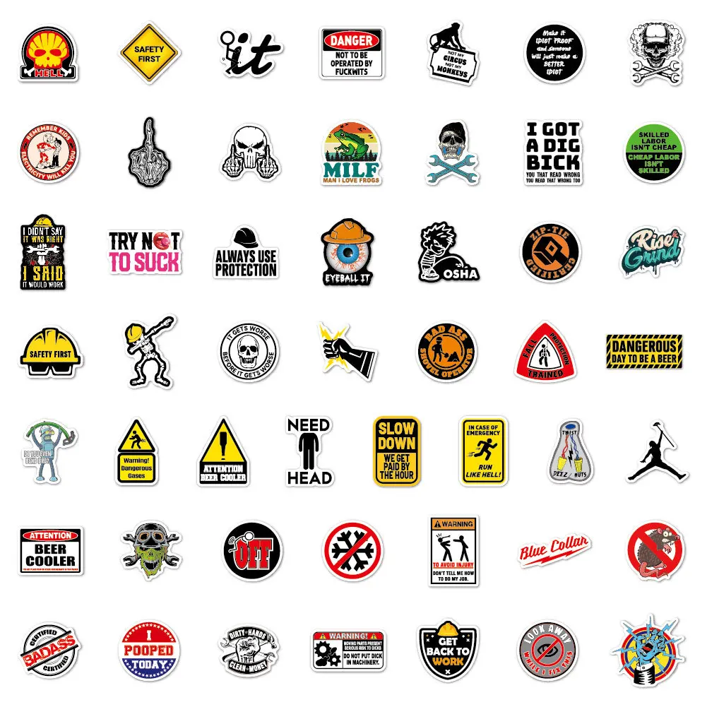 10/50pcs Hard Hat Stickers  for Tool Box  Helmet Sticker   Funny Stickers for Meme Vinyl and Waterproof Decals