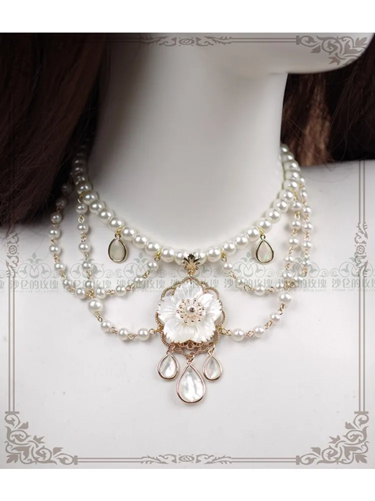 Original Pearl Necklace Flower Wedding Lolita Accessories Elegant Pearl Necklace