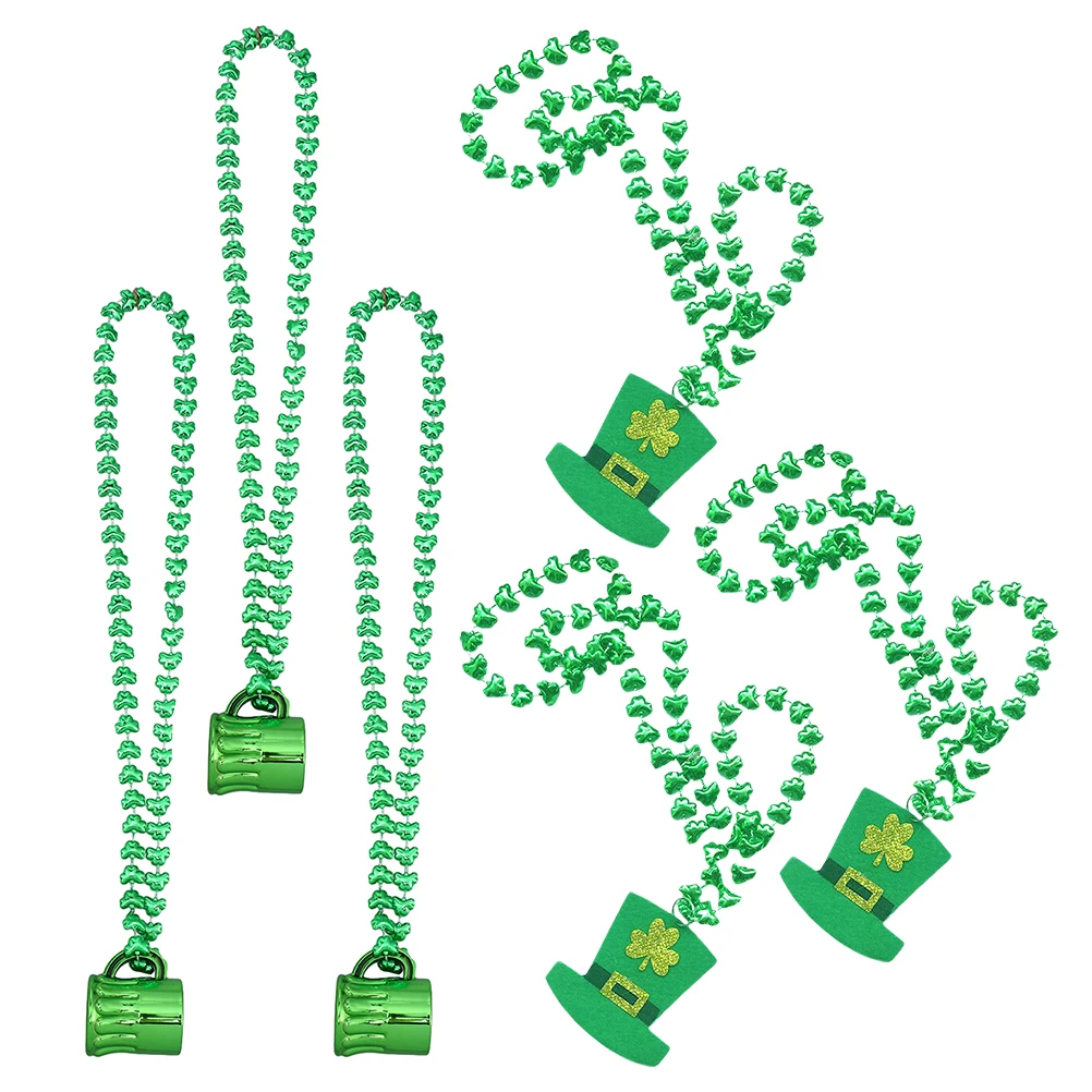 6 قطعة المعلقات قلادة خضراء الخرز النساء مجوهرات غير المنسوجة النسيج زينة لوازم الحفلات عيد القديس باتريك الملحقات