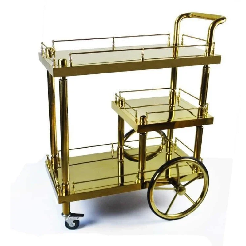 Stainless steel KTV hotel service cake hand push tea, European mobile wine cart