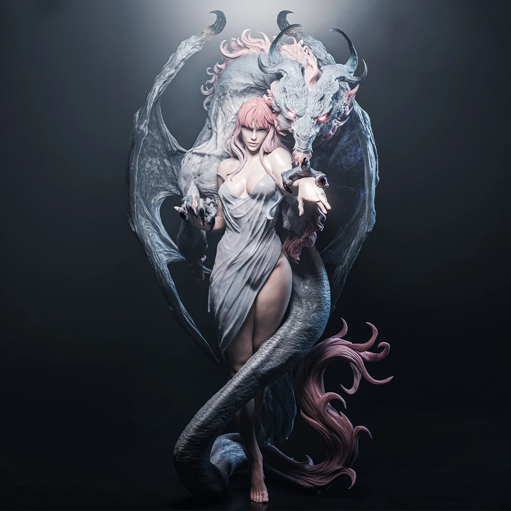 Figurines d'anime Seraphina Scalewrath à haut détail 1:16 |   Miniature en résine 3D |   Kit de modèle à l'échelle de dragon non peint (A1136)