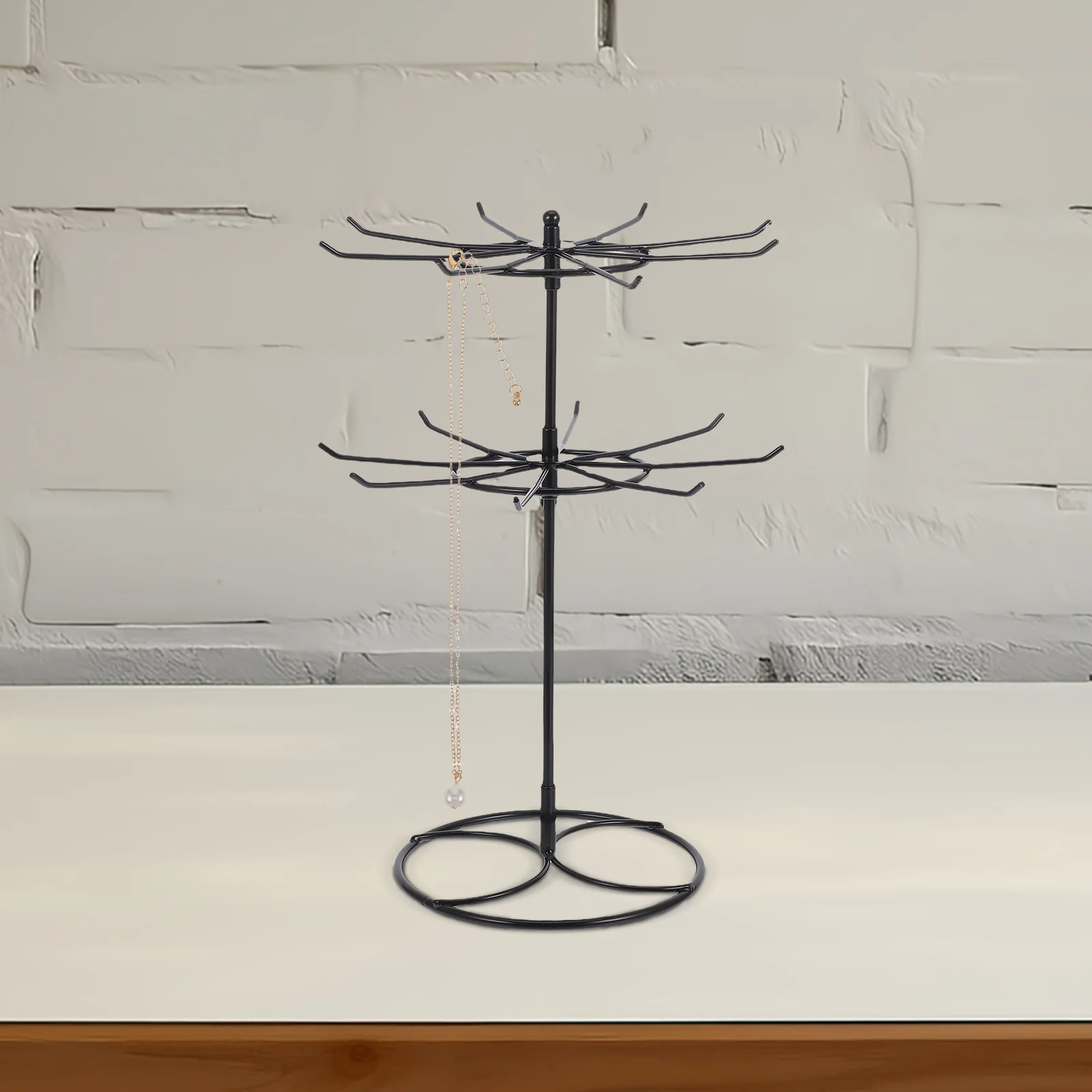 

2 Tier Jewelry Holder Stand Necklace Display Rack Earring Organizer Keychain Storage Rotating Metal Jewelry Organizer Bracelet