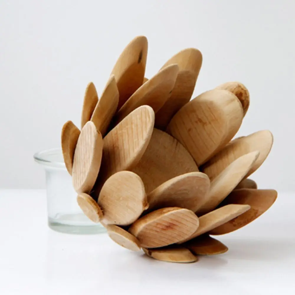Portavelas de Madera Retro con Forma de Pétalo, Romántico y Elegante, Soporte para Velas de Té, Candelabro Creativo Único con Fo