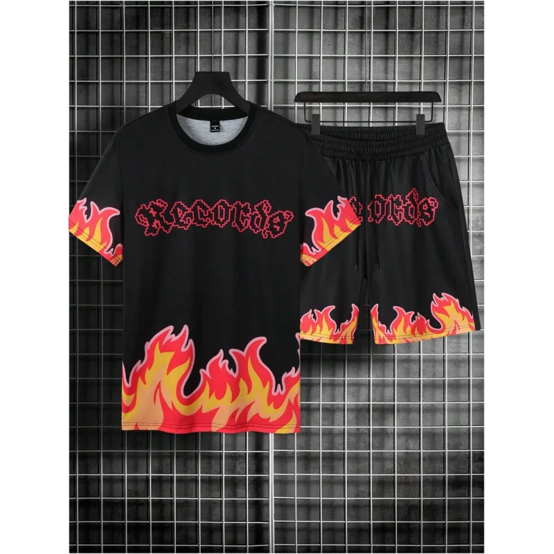 T-shirt Men Summer Clothing Men's Sportswear Set Tracksuits Man 2 Piece Outfit Set Y2k Clothes Man Short Sets Sports Suits Gym