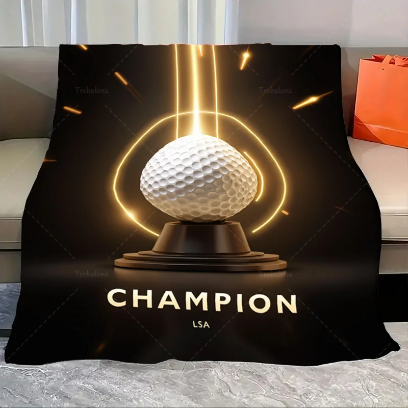 

1pc Flannel Blanket Golf Ball Champion Blanket - Sports Fan Gift for Victory Celebration