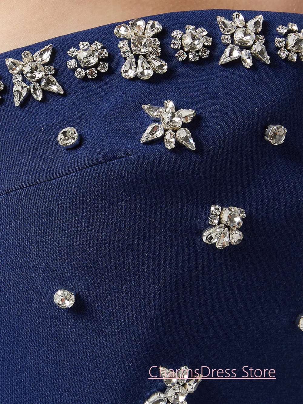 Robe de soirée bleu marine personnalisée, sans bretelles, cristal argent fibre, robe de soirée formelle, robes pour occasions spéciales, exquise