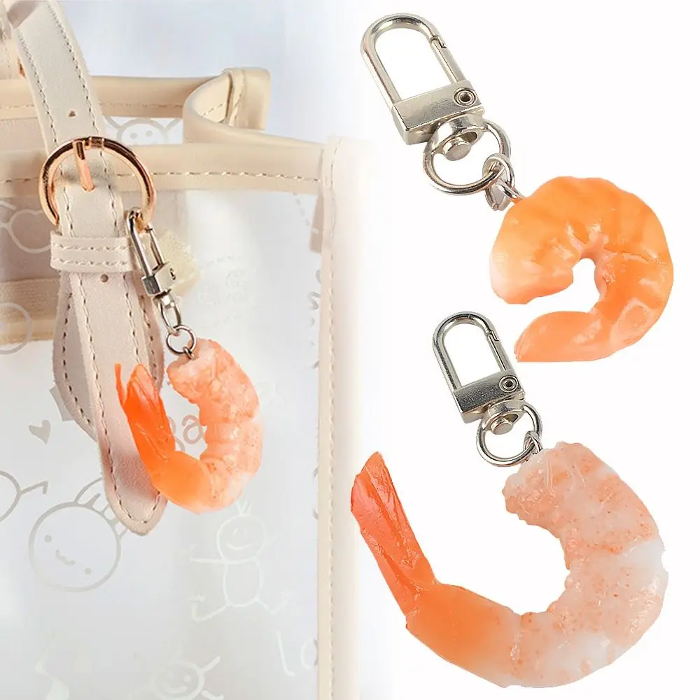 Luxury Shrimp Meat Keychain Bag Accessories Fashion Funny Simulation Food Keyring Exquisite Bag Hanging Pendant