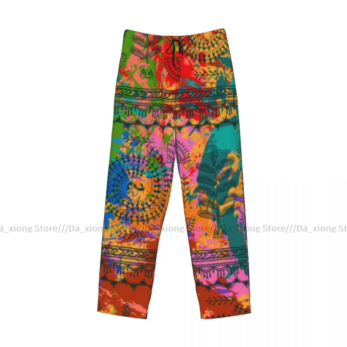 Warli Tribal Arte colorida Pijama masculino, calças lounge, fundo do sono, pijama