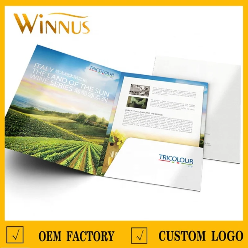 

custom 100pcs paper folder printing A4 size logo full color printing service recyclable a3 a5 paper presentation leaflet