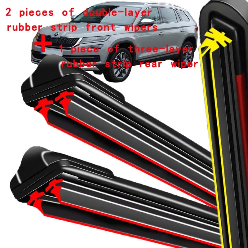 

For Skoda Kodiaq 2016-2023 2017 2018 2019 2020 Wiper Front & Rear Wiper Blades Windshield Windscreen Window Brushes 24"+21"+13"