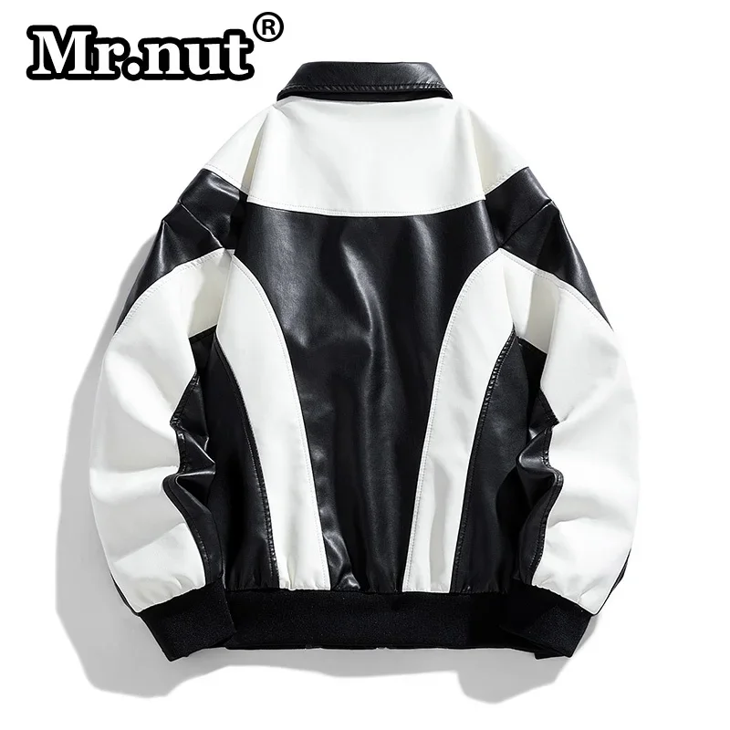 Mr.nut Outdoor Men's Bomber Leather Jacket Autumn Winter Motorcycle Aviator Clothing Man Splicing Biker Rider Racing Jackets