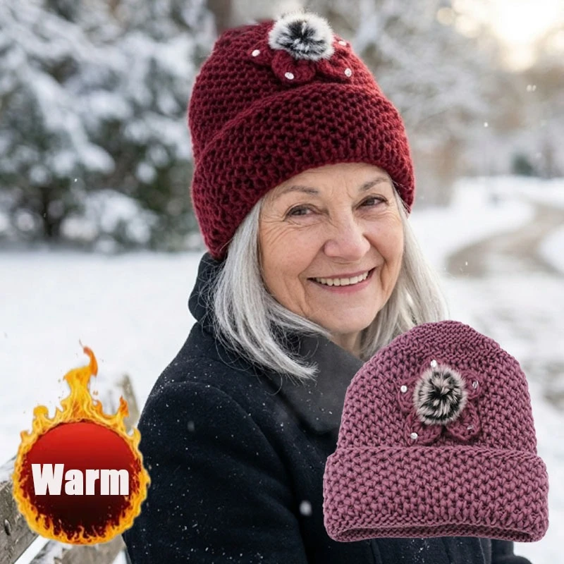 1-4PCS Warm Winter Beanie for Women Thick Knit Polyester Hat Round Top Windproof Soft Cap for Mom Daily Outdoor Use