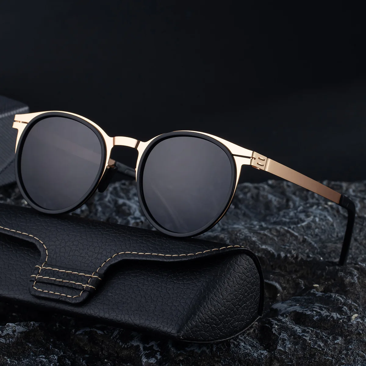 

2025 New European and American Oval Polarized Sunglasses Men's Metal Retro Trend Outdoor Sunglasses Men's Cross-border