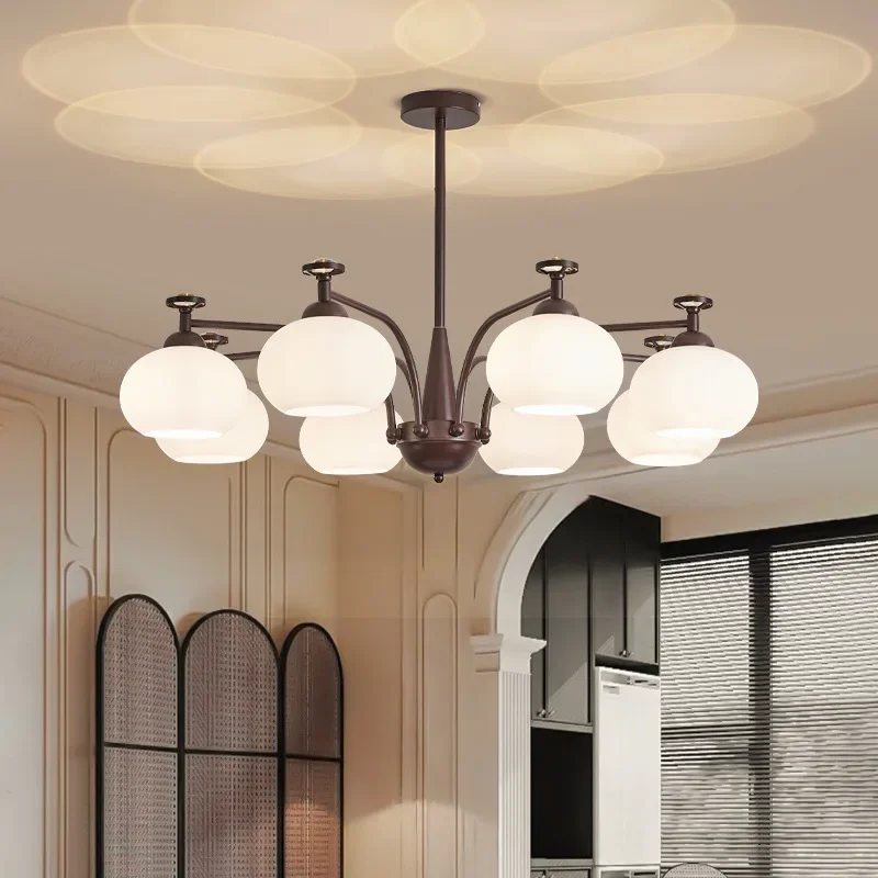 Medieval style living room chandelier, American retro atmosphere 2025 new persimmon lamps