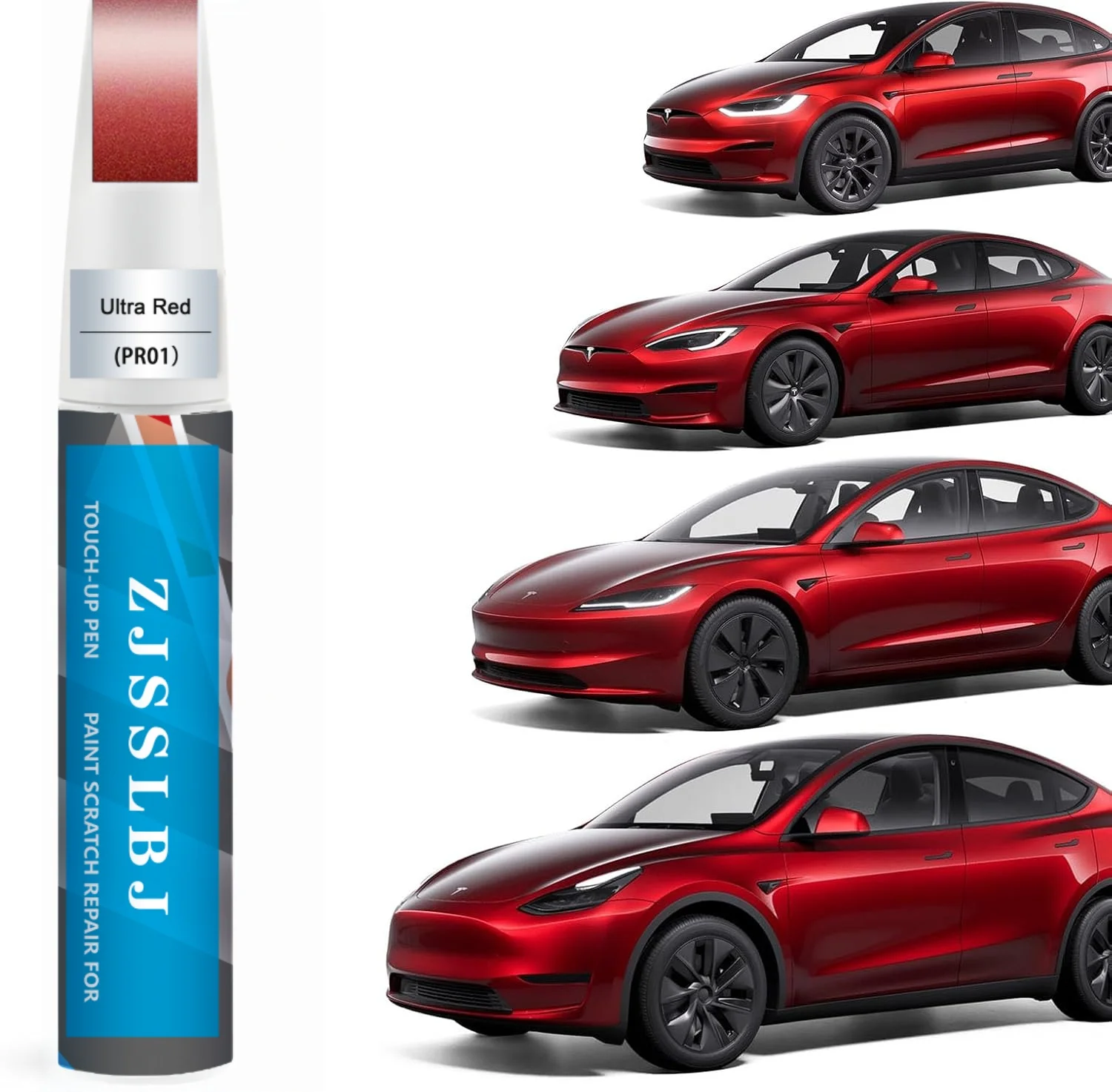 

Car Touch Up Paint(Ultra Red(PR01)) for Tesla Model Y/3/S/X, 2 in 1 DIY Car Paint Scratch Repair Kit with Pen Tip & Brush, Scrat