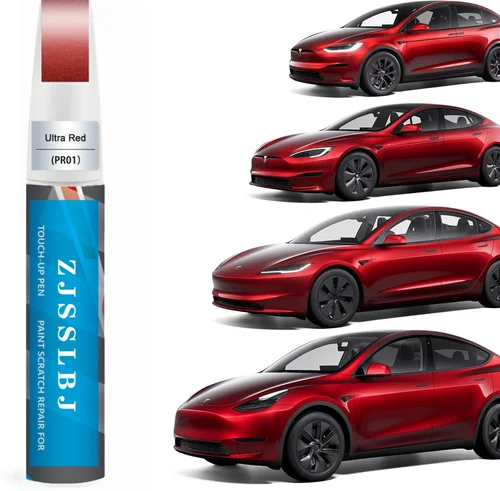 Imagen 1 del producto Pintura para Reparación de Arañazos de Automóviles (Rojo Ultra (PR01)) para Tesla Model Y/3/S/X, Kit de Reparación de Arañazos de Pintura para Automóviles 2 en 1 con Punta de Bolígrafo y Pincel