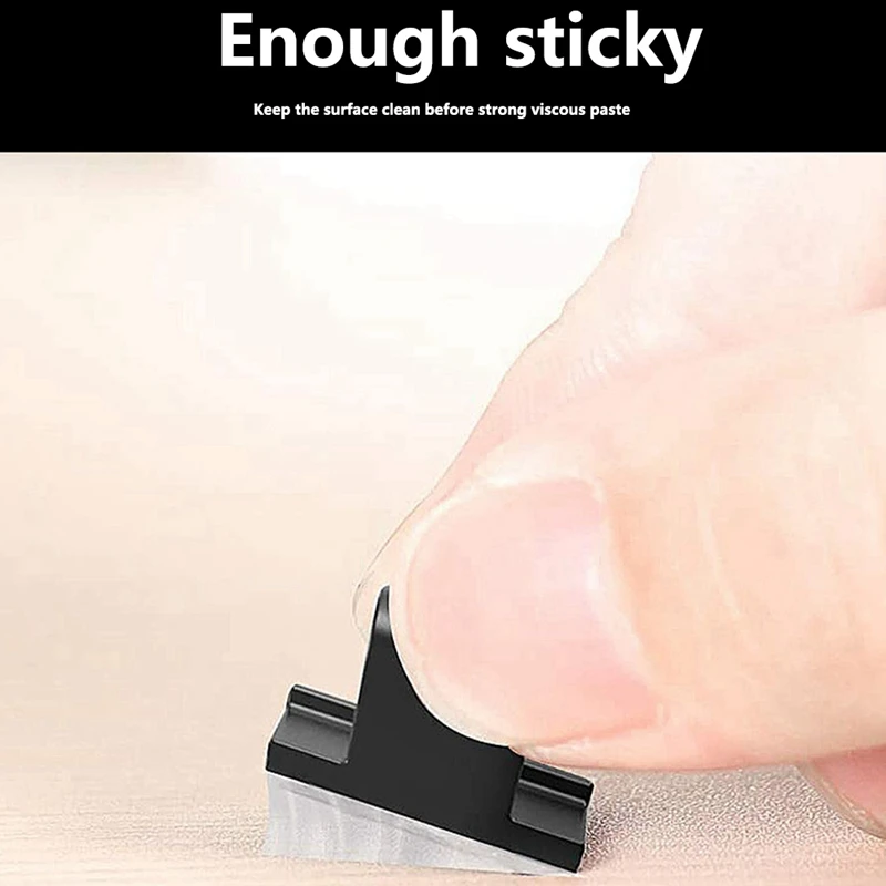 Stiker dinding pengatur kawat, klip kawat Desktop kabel jaringan gesper perekat tetap mulus 100 hitam