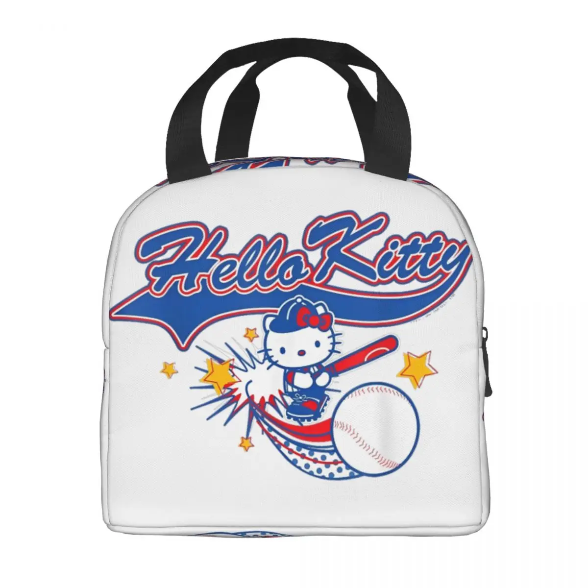 Hello Kitty Home Run Baseball Softball Lunch Bag Portable Zipper Lunch Box School Custom Cooler Bag Oxford Thermal Lunch Bags