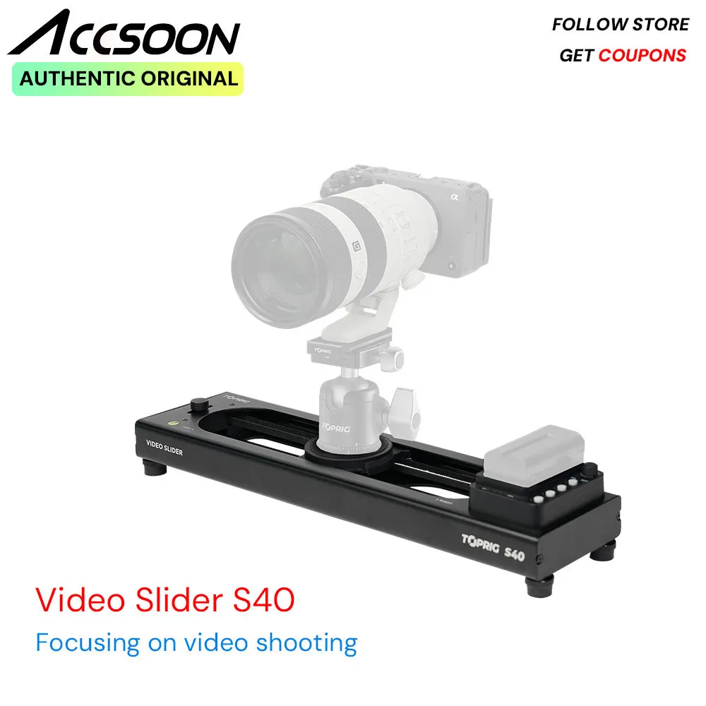 Accsoon Toprig S40  Camera DSLR Slider Portable Integrated Motorized Rail App Control Phone Video Shooting Super Silent Motor